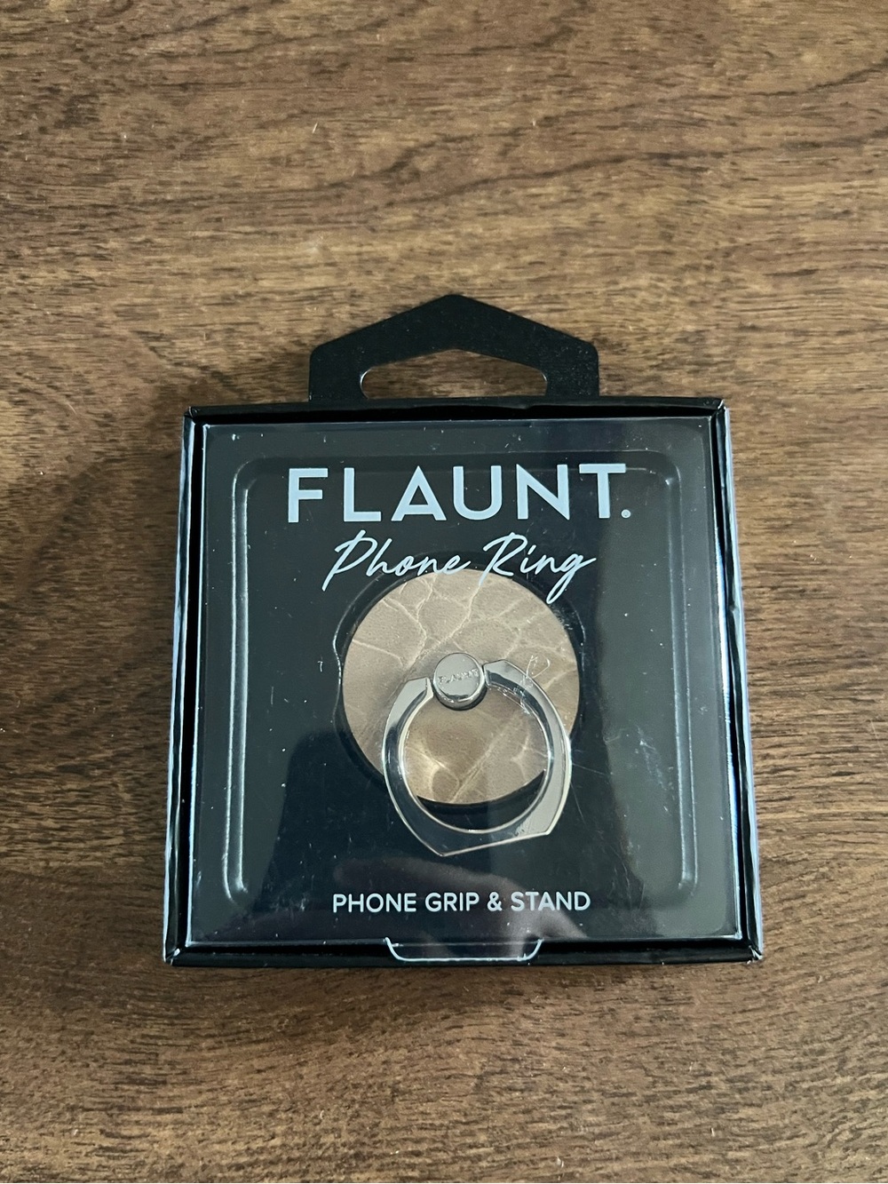Flaunt | Tan Crocodile Faux Leather Adhesive Phone Ring Stand